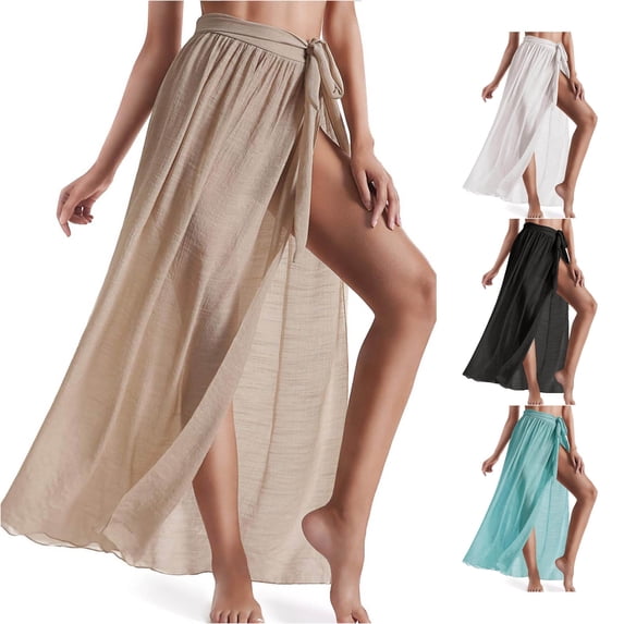 Cover Up Skirt Open Front Swimsuit Wrap Cover Ups Summer Beach Skirts with Slit for Women plus Size Bathing Suit Cover Ups for Women