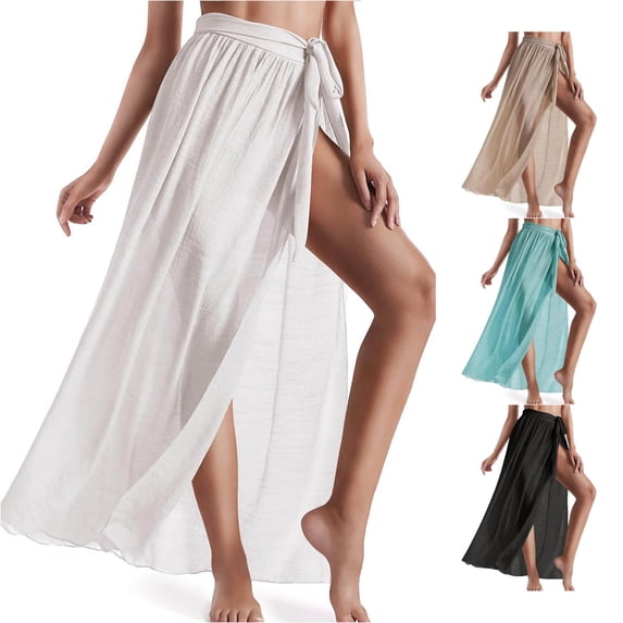Cover Up Skirt Open Front Swimsuit Wrap Cover Ups Summer Beach Skirts with Slit for Women plus Size Bathing Suit Cover Ups for Women