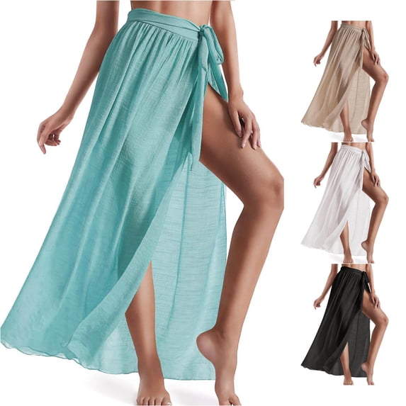 Cover Up Skirt Open Front Swimsuit Wrap Cover Ups Summer Beach Skirts with Slit for Women plus Size Bathing Suit Cover Ups for Women