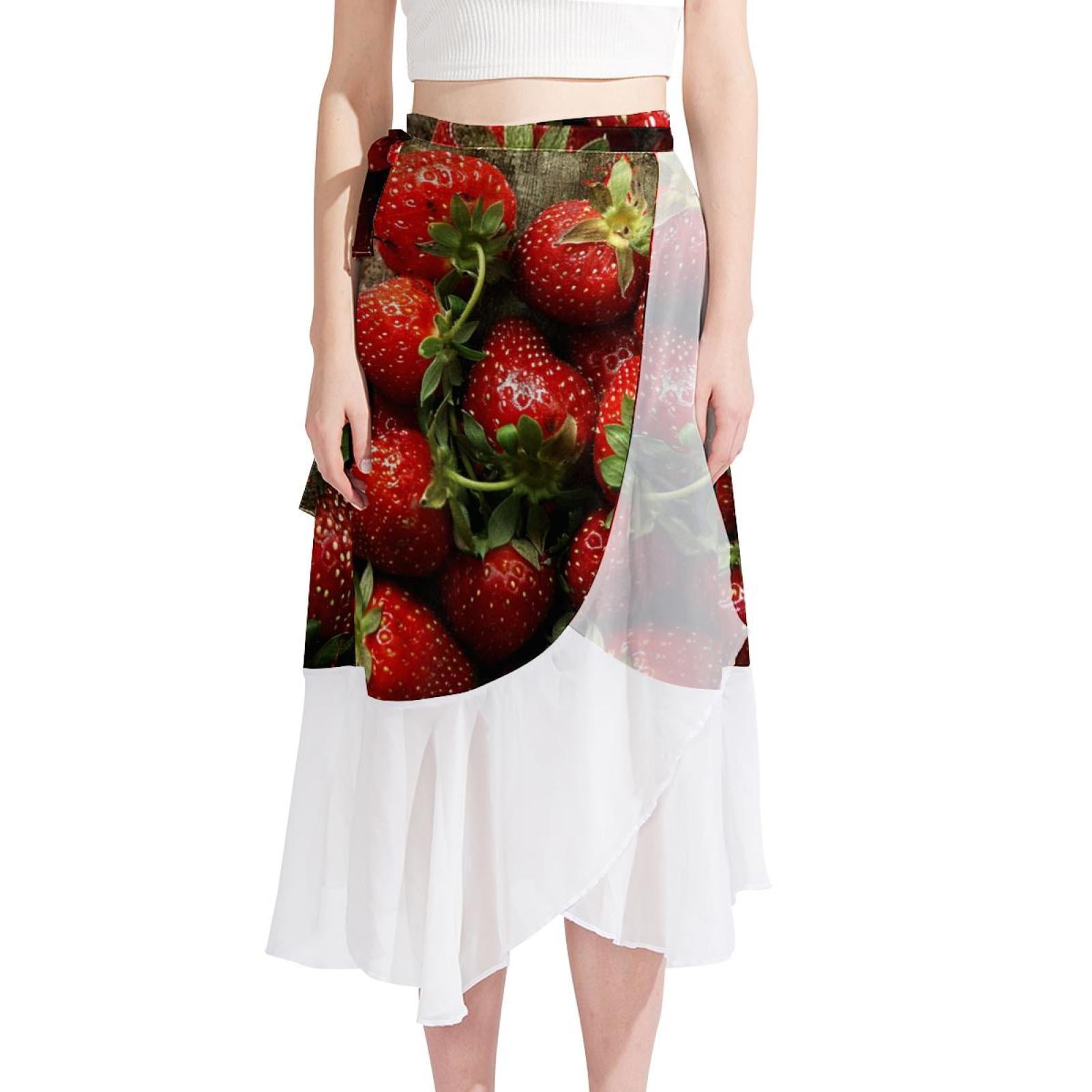 Cover Up Skirt Women Beach Sarong Beach Sarongs Sheer Cover Ups Red Fruit Strawberry Pattern Walmart
