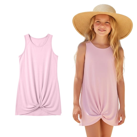 Cover Ups for Swimwear Girls Casual Sleeveless Twist Front Girls Swim Dresses Clothes for Girls 5-6 Years
