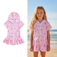 thumbnail image 1 of Cover Ups for Swimwear Girls Zipper Hooded Cute Print Terry Cloth Swim Cover Up Girls Towel Dress 7-8 Years Bathing Suit Girl, 1 of 9