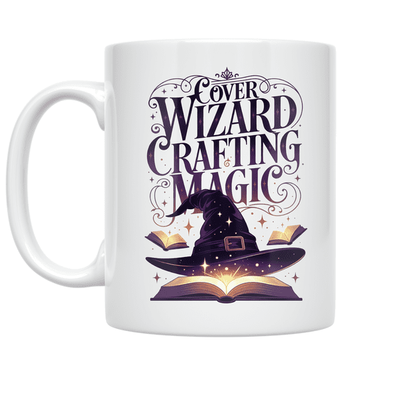 Cover Wizard Crafting Magic - Fantasy Book Lover - 11 oz Ceramic Coffee Mug
