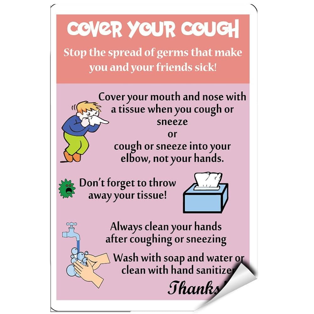 Cover Your Cough Stop Spreading Germs Business Sign LABEL DECAL STICKER ...