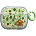thumbnail image 1 of Cover for AirPods 4th Generation,Flowing Sand Pattern Soft Protective Case with Chain,Shockproof Earbuds Shell for Girls Women (Green), 1 of 5