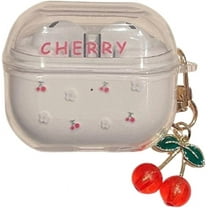 Cover for Galaxy Buds 3/Buds 3 Pro Charger Case,Clear Anti-Scratch Earphone Protective Soft Shell with Hook for Girls Women (Cherry)