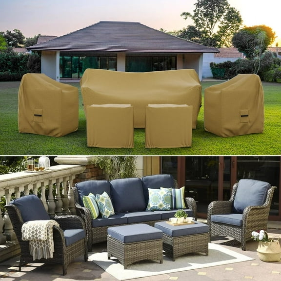 Covers & All All Patio Outdoor Conversation Set Cover, Water-Resistant Fabric with Ventilation, 5-Piece Furniture Set