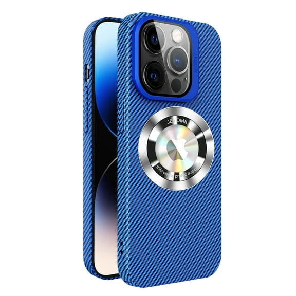 Cover for iPhone 12, Compatible with MagSafe Case,Slim Shockproof Carbon Fiber Anti-Scratch with Full Cover Camera Protector Lens Kickstand Case, blue