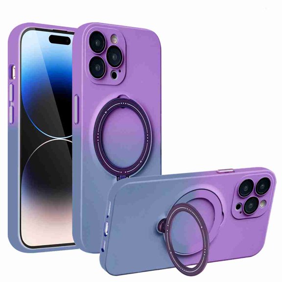 Cover for iPhone 13, Compatible with MagSafe Case,Slim Shockproof Gradient Full Camera Protector Cover,Magnetic Hidden Rotation Ring Stand Case Cover, C