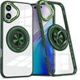thumbnail image 1 of Cover for iPhone 16 Case with Ring Holder Magnetic Black Compatible with Magsafe Wireless Charger iPhone 16 Phone Case Clear Shockproof Rugged (Green), 1 of 14