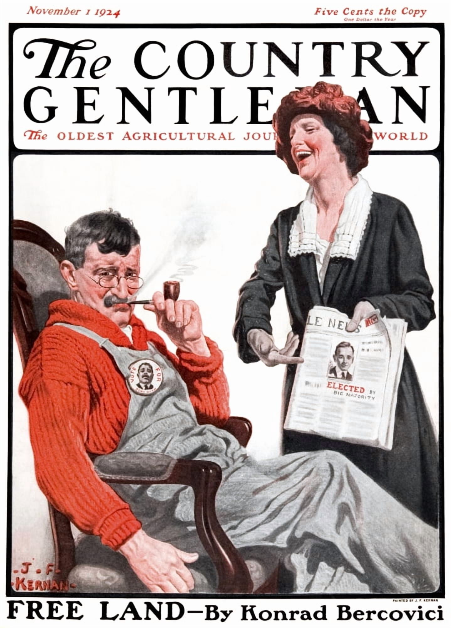 Cover of Country Gentleman agricultural magazine from the early 20th century Canvas Art - Remsberg Inc Design Pics (26 x 36)