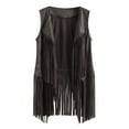 thumbnail image 1 of Cover up Sweaters for Women New Women Faux Suede Vests Ladies Fringe Coat Open Front Tops Plus Size Sleeveless Jacket Solid Color Cardigan Gray S, 1 of 9