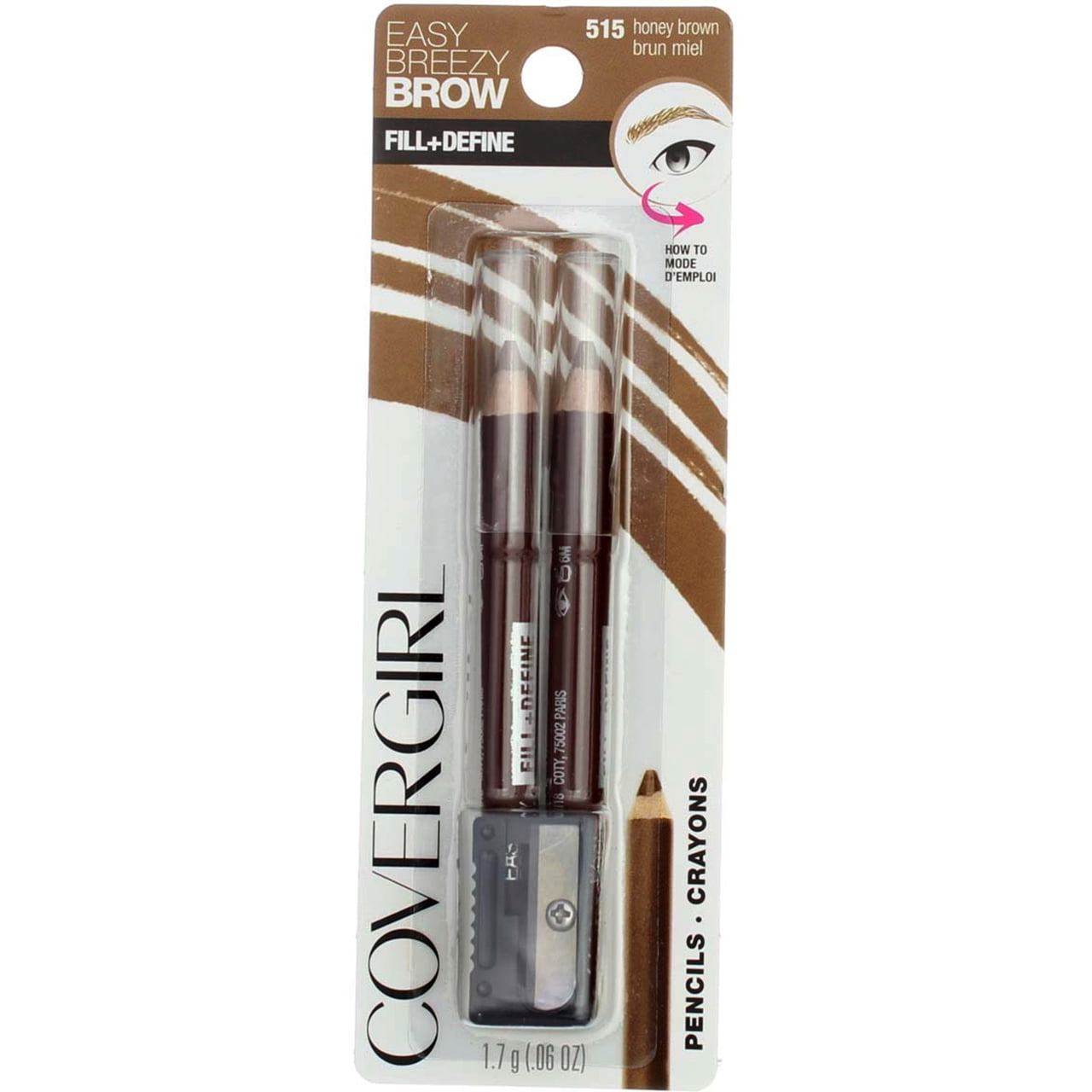CoverGirl Brow & Eye Makers Brow Shaper & Eyeliner, Honey Brown 515, .06 oz (Pack of 6)