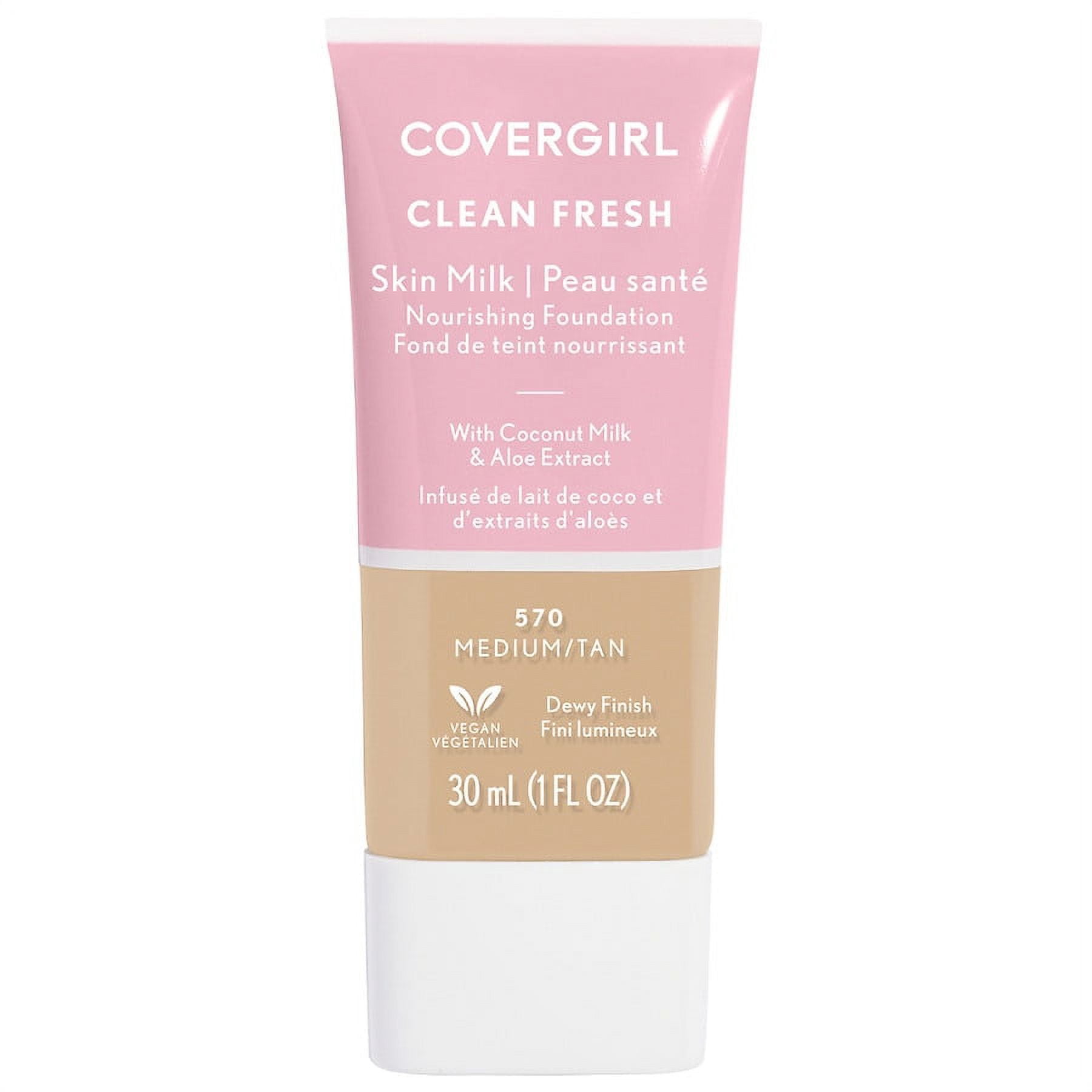 COVERGIRL Clean Fresh Skin Milk Foundation – Medium/Tan, 30 Ml, Leichte Abdeckung Mit Kokosmilch & Aloe, Vegan, Für Empfindliche Haut