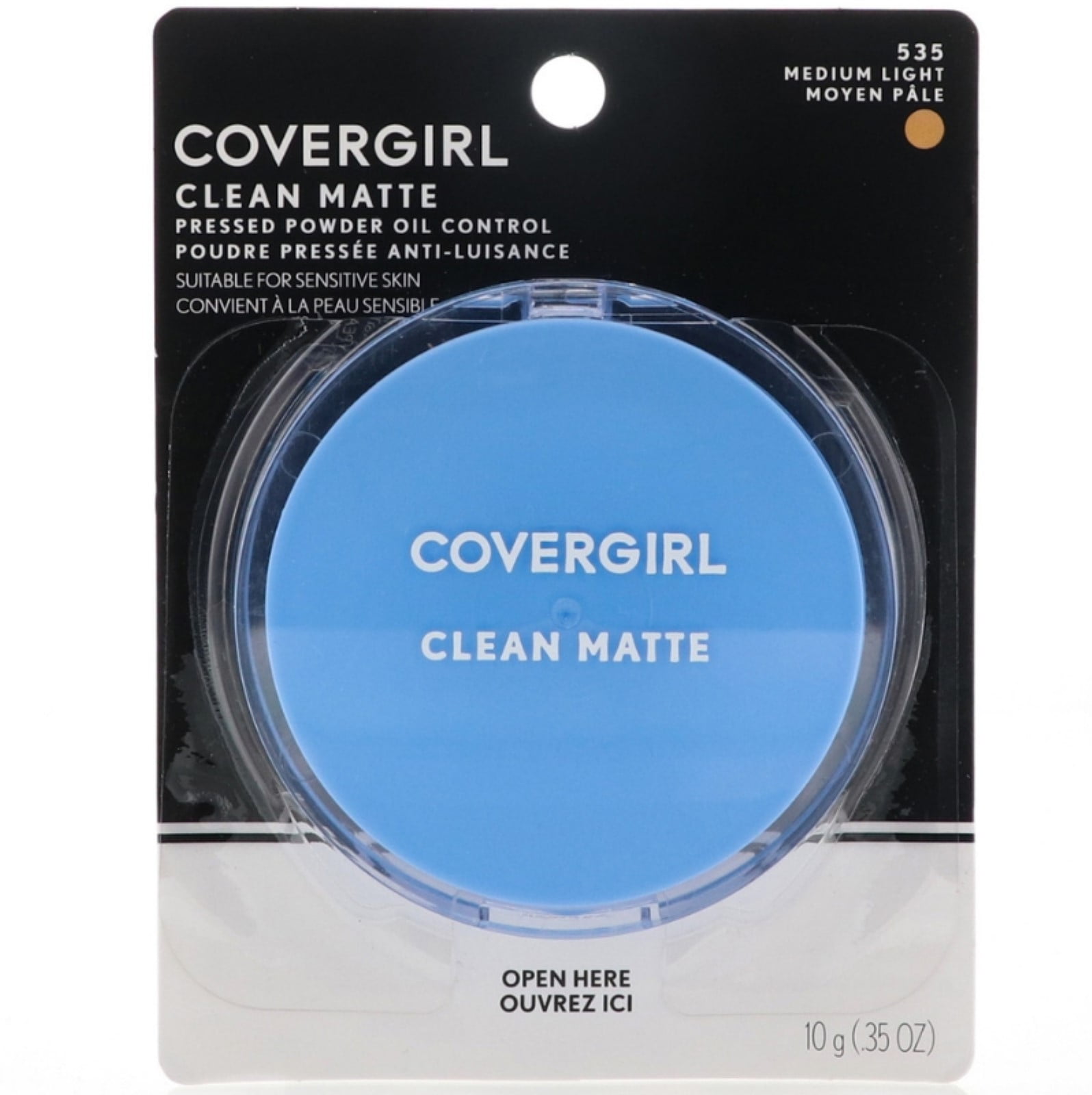 CoverGirl Clean Oil Control Compact Pressed Powder, Medium Light [535] 0.35 oz (Pack of 6)