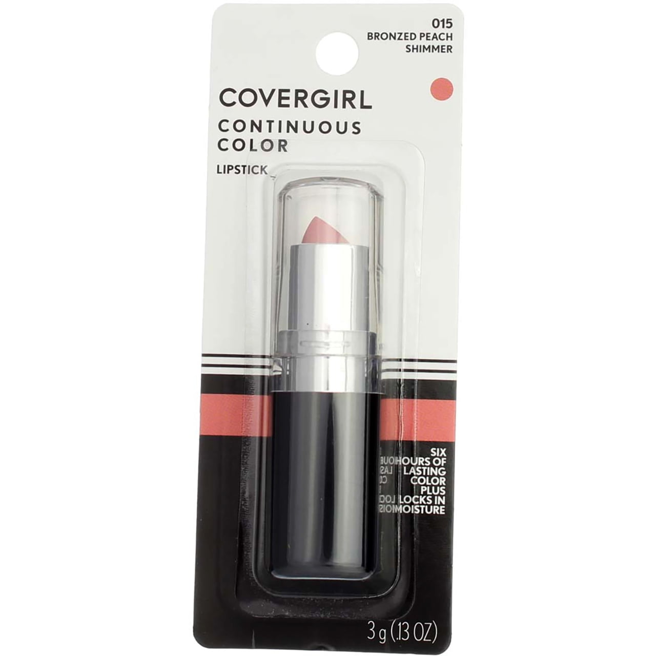 CoverGirl Continuous Color Lipstick, Bronzed Peach [015], 0.13 (Pack of 4)