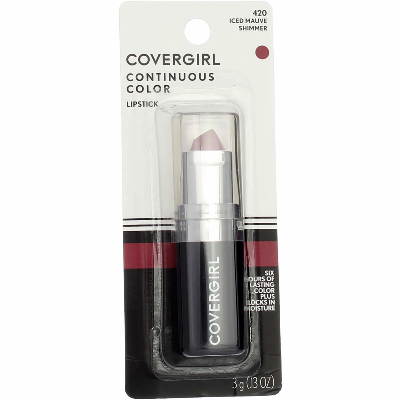 CoverGirl Continuous Color Lipstick, Iced Mauve [420], 0.13 oz (Pack of 6)
