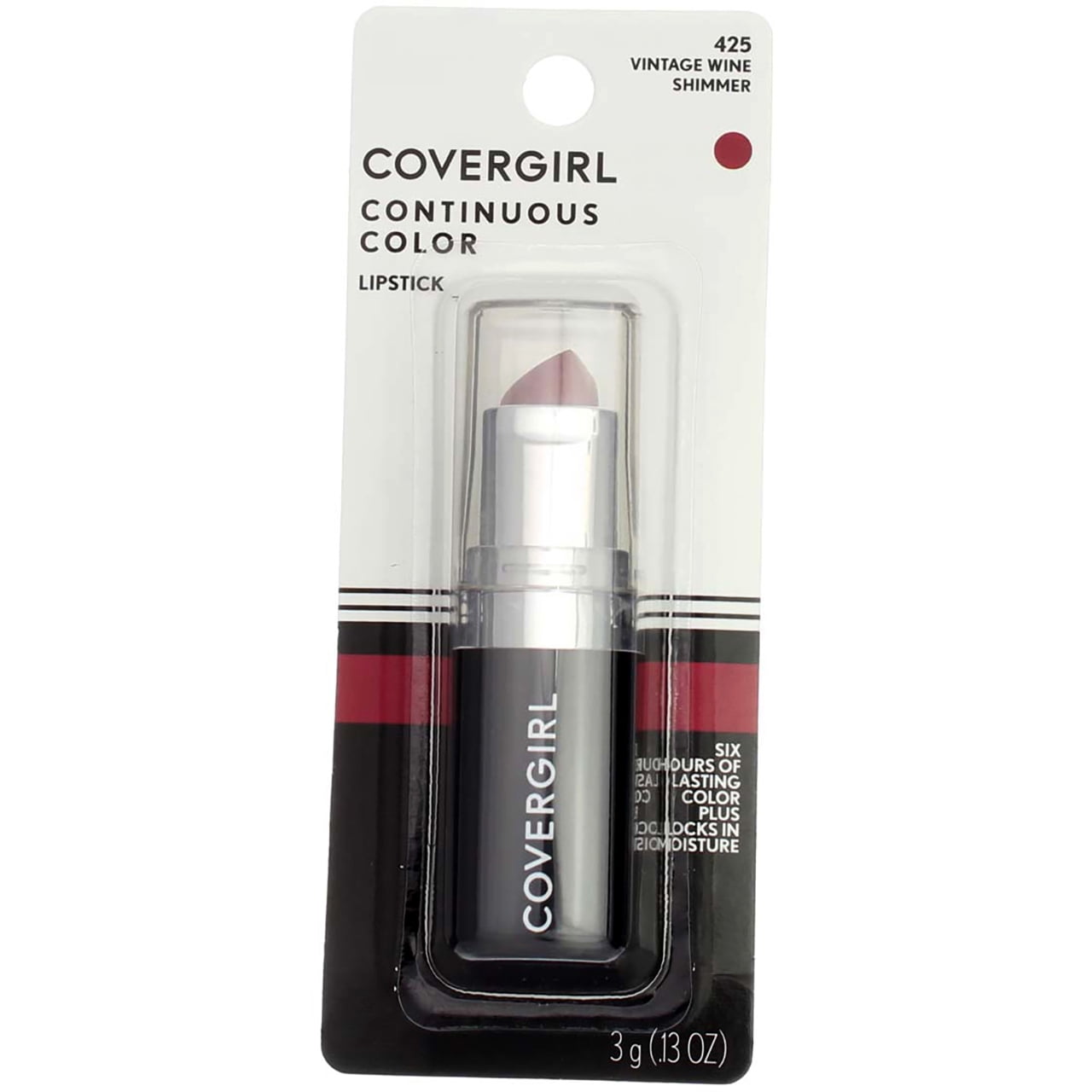 CoverGirl Continuous Color Lipstick, Vintage Wine [425], 0.13 oz (Pack of 3)
