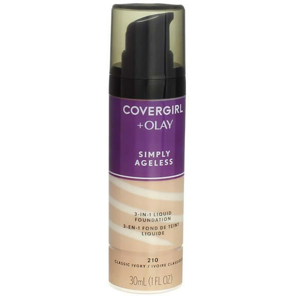 CoverGirl +Olay Simply Ageless 3-in-1 Liquid Foundation, Classic Ivory 1 oz (Pack of 2)