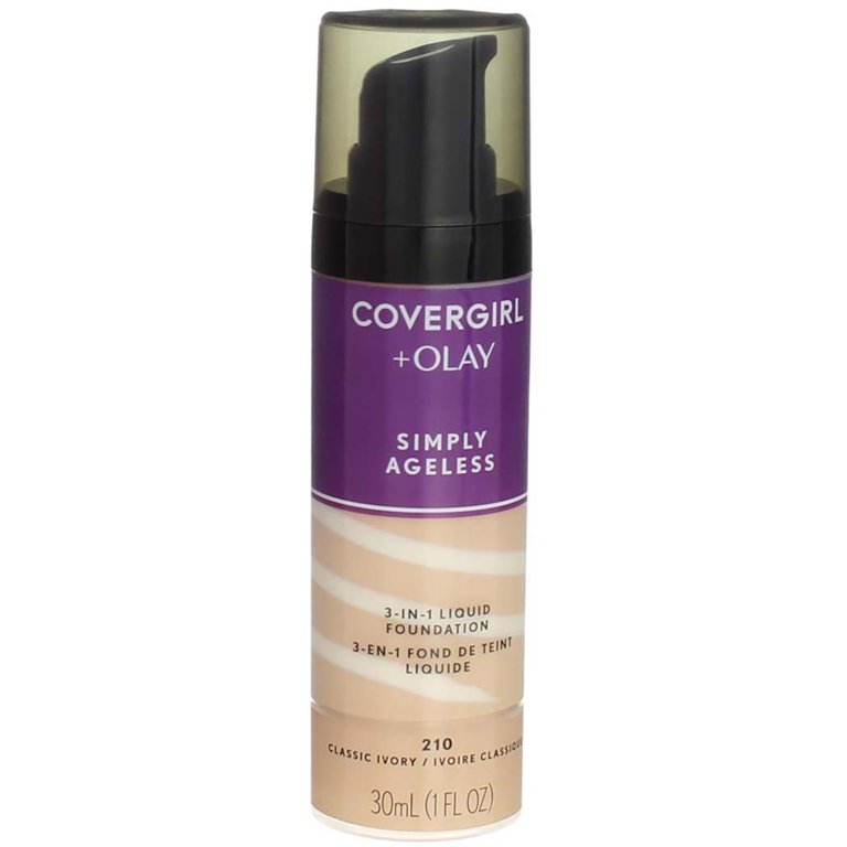 CoverGirl +Olay Simply Ageless 3-in-1 Liquid Foundation, Classic Ivory 1 oz  (Pack of 4) 