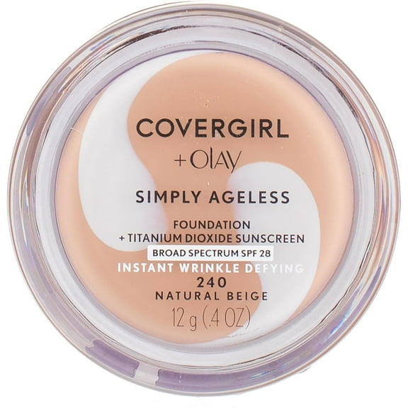CoverGirl & Olay Simply Ageless Foundation, Buff Beige [225] 0.40 oz (Pack of 2)