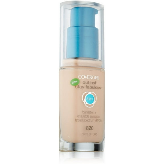CoverGirl Outlast Stay Fabulous 3-in-1 Foundation, Creamy Natural [820] 1 oz (Pack of 4)