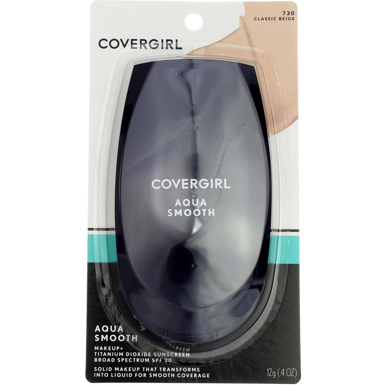 CoverGirl Smoothers AquaSmooth Compact Foundation, Classic Beige [730] 0.40 oz (Pack of 2)