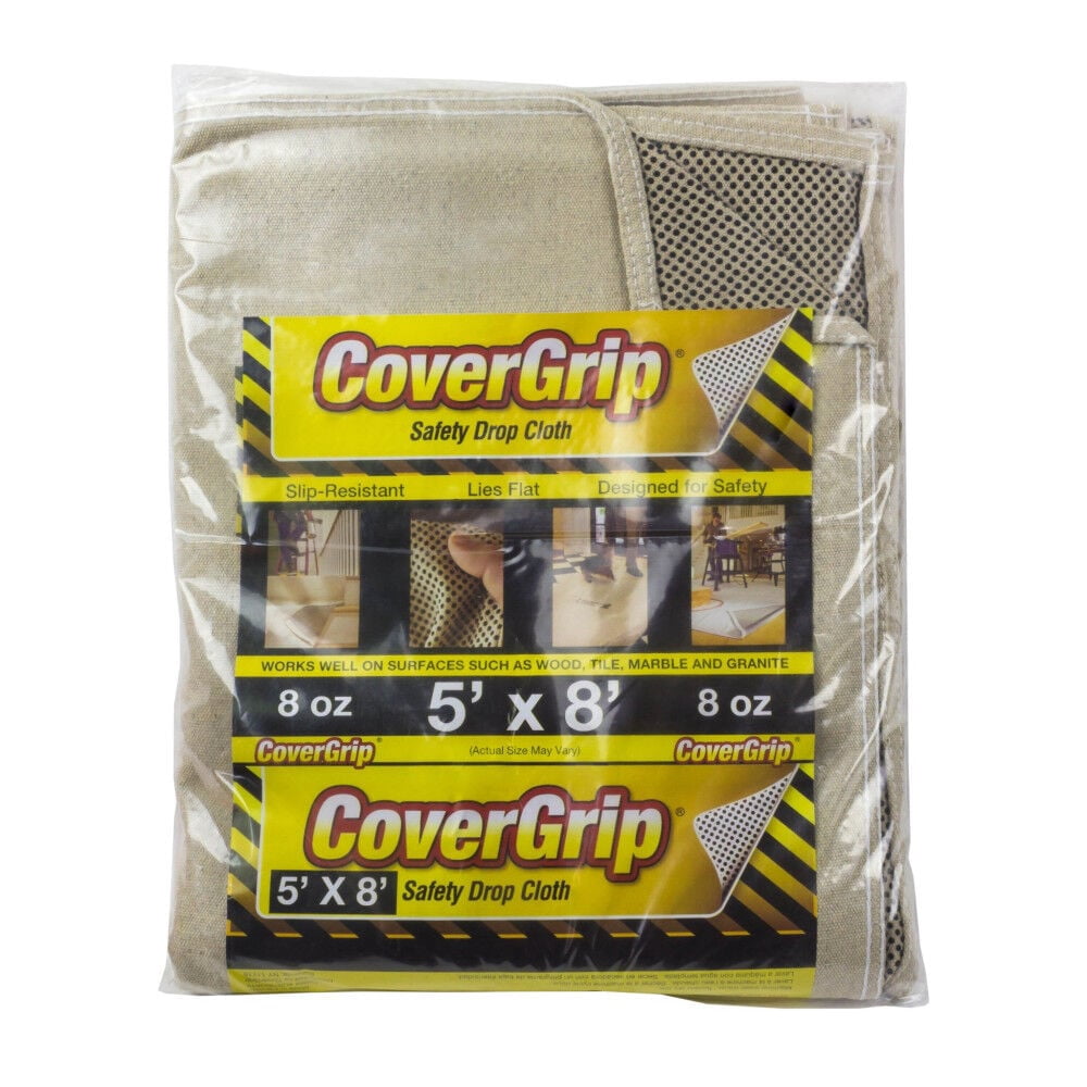 Reusable Drop Slips CoverGrip 5 Ft. x 8 Ft. 8 Oz. Non-Slip Safety Drop Cloth 5808 - Walmart.com