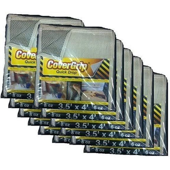 CoverGrip Quick Drop 8 Oz Canvas Safety Drop Cloth, 3.5' x 4', Pack of 12