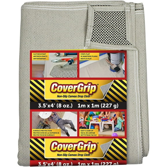 CoverGrip Quick Drop 8 Oz Canvas Safety Drop Cloth, 3.5' x 4', Pack of 6
