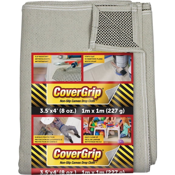 CoverGrip Quick Drop 8 oz Canvas Safety Drop Cloth, 3.5' x 4'
