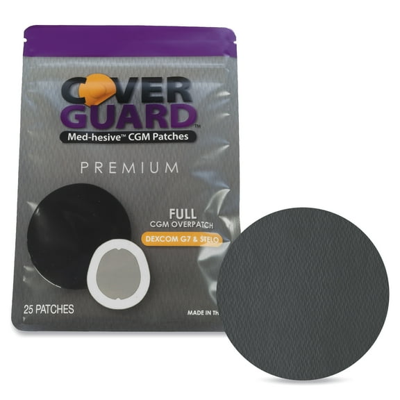 CoverGuard Overpatches for Dexcom G7 | 25 Ct Black | Premium Waterproof CGM Covers | Latex-Free | Anti-Fray | Easy Application & Removal | Sensor Protection