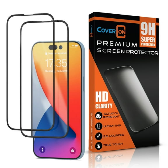CoverON 2pcs Pack For Apple iPhone 15 Pro Max Screen Protector Ceramic HD Film Fingerprint ID Sensor Scan Compatible [Case Friendly] Scratch Resistant