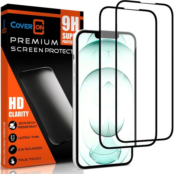 CoverON 2pcs Pack For Apple iPhone 13 Mini Screen Protector Tempered Glass- 98% full Coverage 9H Scratch Resistant - HD Clear