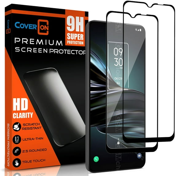CoverON 2pcs Pack For TCL 20 XE Screen Protector Curve Tempered Glass - 98% full Coverage 9H Scratch Resistant - HD Clear