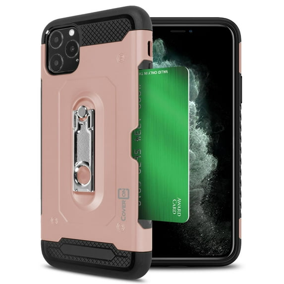 CoverON Apple iPhone 11 Pro Max Case with Kickstand and Credit Card Holder Slot - Zipp Series - Heavy Duty Hybrid Phone Cover