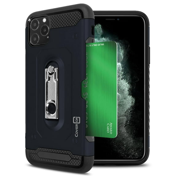 CoverON Apple iPhone 11 Pro Max Case with Kickstand and Credit Card Holder Slot - Zipp Series - Heavy Duty Hybrid Phone Cover