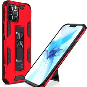 CoverON Apple iPhone 12 Case / iPhone 12 Pro Case (6.1"), KickStand Ring Loop Holder Rugged Cover Magnetic Slide Stand, Red