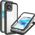 thumbnail image 1 of CoverON Apple iPhone 12 Case / iPhone 12 Pro Case (6.1"), Military Grade Full Body Rugged Slim Fit Clear Cover, Black (Green Splash), 1 of 9