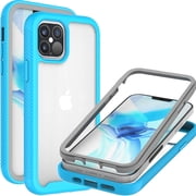 CoverON Apple iPhone 12 Case / iPhone 12 Pro Case (6.1"), Military Grade Full Body Rugged Slim Fit Clear Phone Cover, Light Blue