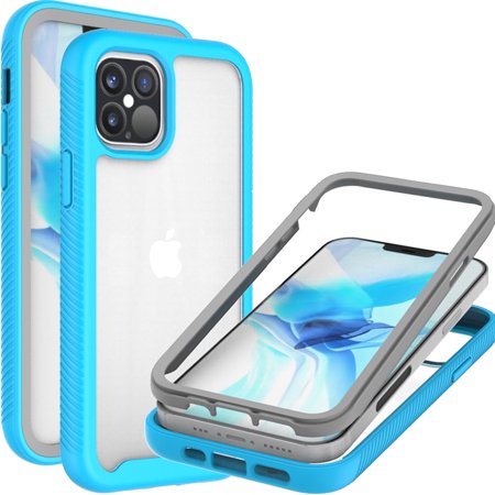 CoverON Apple iPhone 12 Case / iPhone 12 Pro Case (6.1"), Military Grade Full Body Rugged Slim Fit Clear Phone Cover, Light Blue