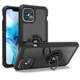 thumbnail image 1 of CoverON Apple iPhone 12 Case / iPhone 12 Pro Case (6.1"), Ring Holder Kickstand Magnetic Mount Clear Hard Back Cover Rubber Bumper, Black, 1 of 9