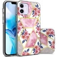 thumbnail image 1 of CoverON Apple iPhone 12 Case / iPhone 12 Pro Case (6.1"), Slim Lightweight Scratch Resistant Glossy Phone Cover bumper Grip, Marble Glitter Flower, 1 of 9