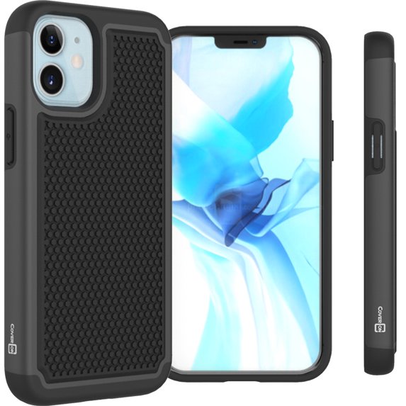 CoverON Apple iPhone 12 Mini Case, Slim Rugged Grip Hard Phone Cover, Black
