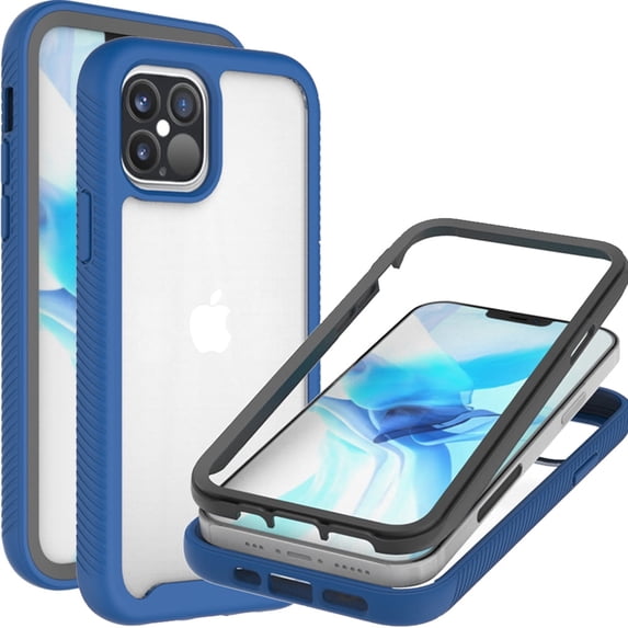 CoverON Apple iPhone 12 Pro Max Case (6.7"), Military Grade Full Body Rugged Slim Fit Clear Phone Cover, Navy Blue