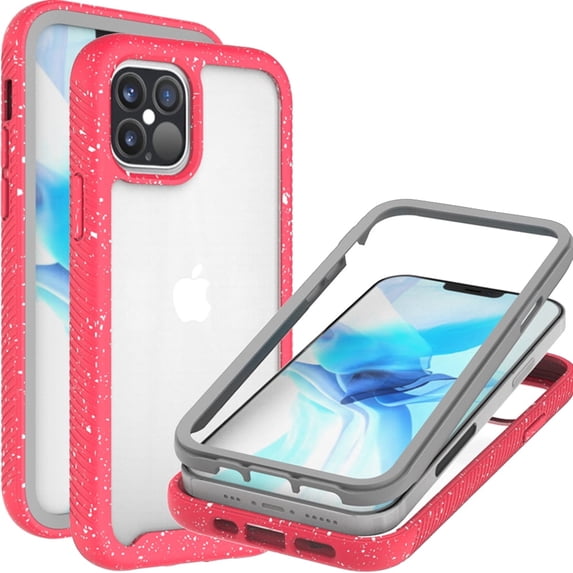 CoverON Apple iPhone 12 Pro Max Case (6.7"), Military Grade Full Body Rugged Slim Fit Clear Phone Cover, Pink (White Splash)