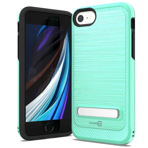 CoverON Apple iPhone SE 2020 / iPhone 8 / iPhone 7 Case with Magnetic Metal Kickstand Protective Hybrid Phone Cover - SleekStand Series