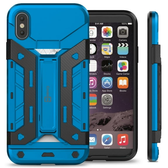 CoverON Apple iPhone X Case, SlideCard Series Slim Protective Kickstand Phone Cover