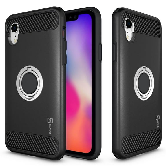 CoverON Apple iPhone XR (6.1") Case with Ring Holder, RingCase Series Hybrid Protective Dua Layer Phone Cover