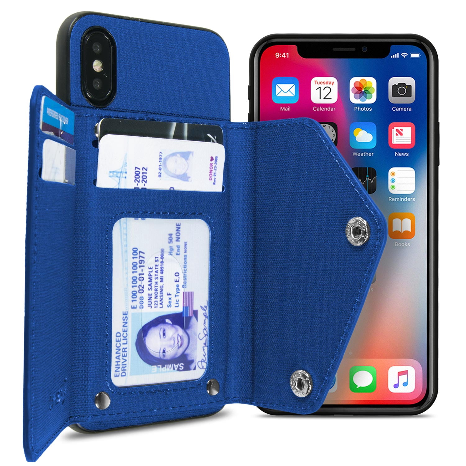 CoverON Apple iPhone XS / iPhone X / 10S / 10 Wallet Case Fabric Backed  Protective Credit Card Holder Phone Cover